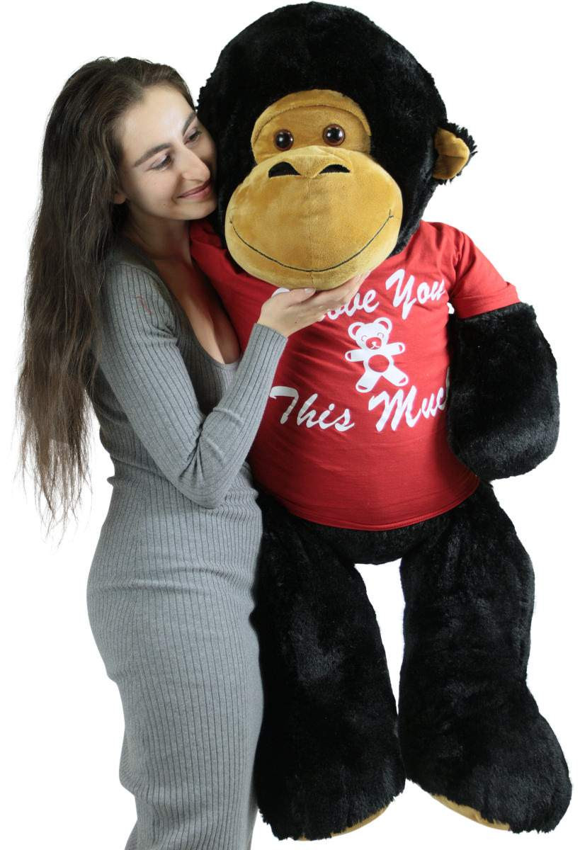 Big Plush 4 foot stuffed gorilla wearing t-shirt