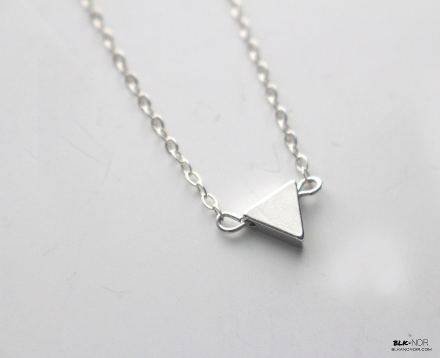 Tiny Silver Triangle Necklace | Little Silver Triangle Necklace ...