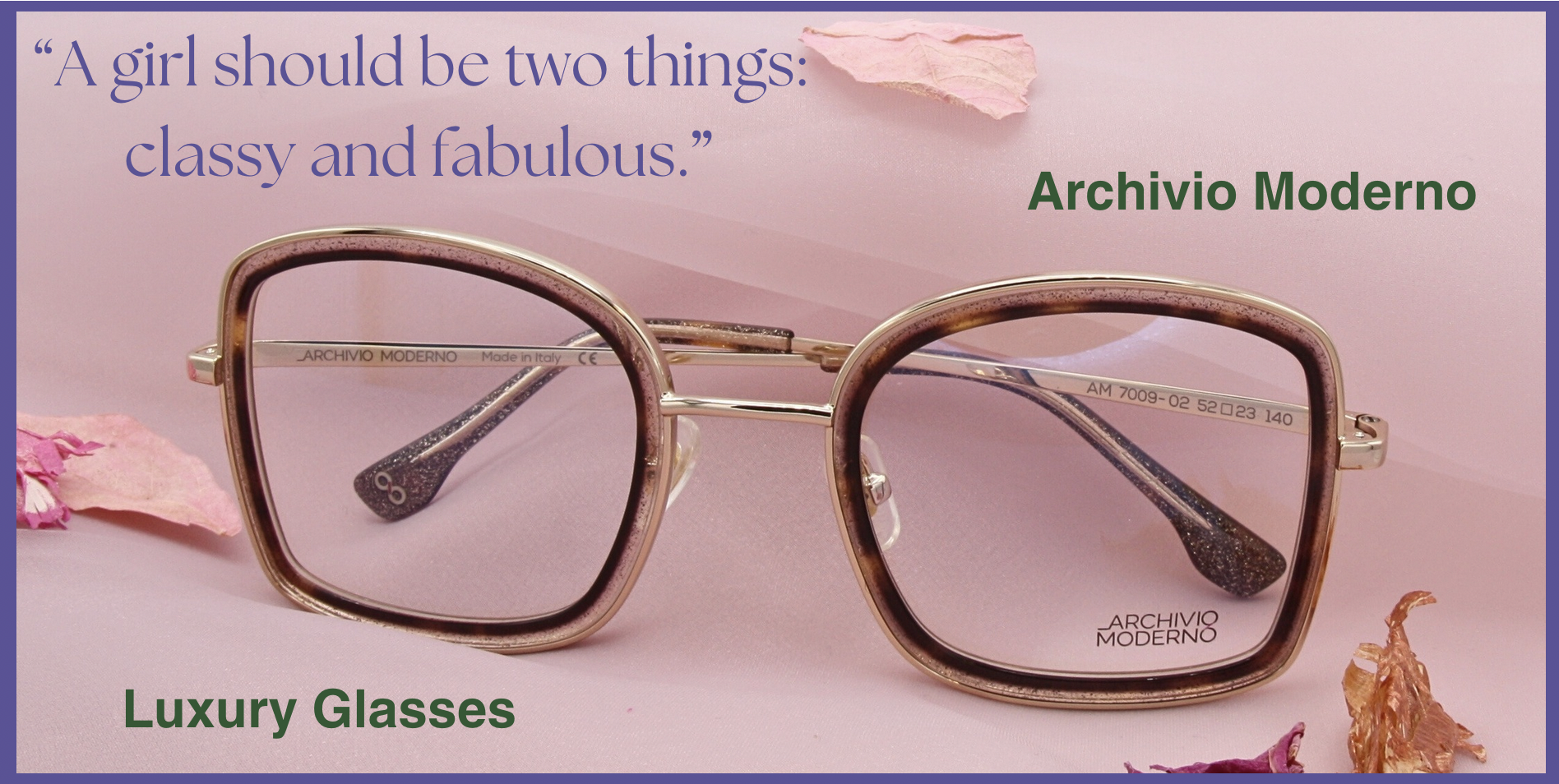 Archivio Moderno 7009 large square style prescription glasses with glitter - wonderful!