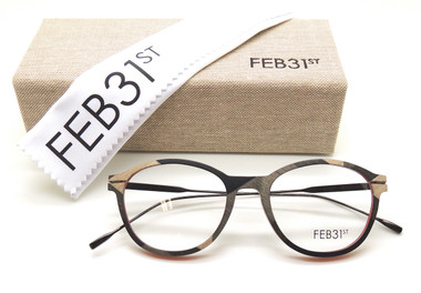 Combination wooden and metal rectangular spectacles, handmade in Italy by Feb31st at Eyehuggers.