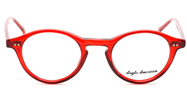 Anglo American 406 OP9 Vibrant Translucent Red Panto Shaped Glasses At www.eyehuggers.co.uk