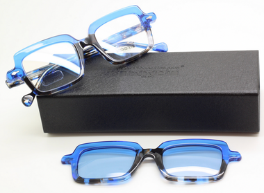 BENJI Rectangular glasses with magnetic sun clip by Les Pieces Uniques at Eyehuggers