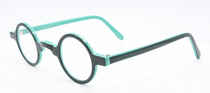 Schnuchel 109 small round teal coloured acetate glasses at www.eyehuggers.com