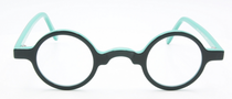 Two Tone Handmade Eyewear Schnuchel 109 Teal True Round Spectacles 34mm Lens Size