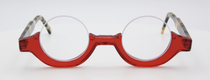 Vibrant red and tortoiseshell effect half rim glasses hand made in Germany, buy them at Eyehuggers
