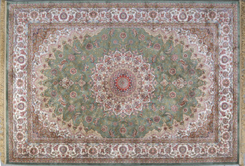 Regal 7 x 10 Green and Ivory Isfahan Design